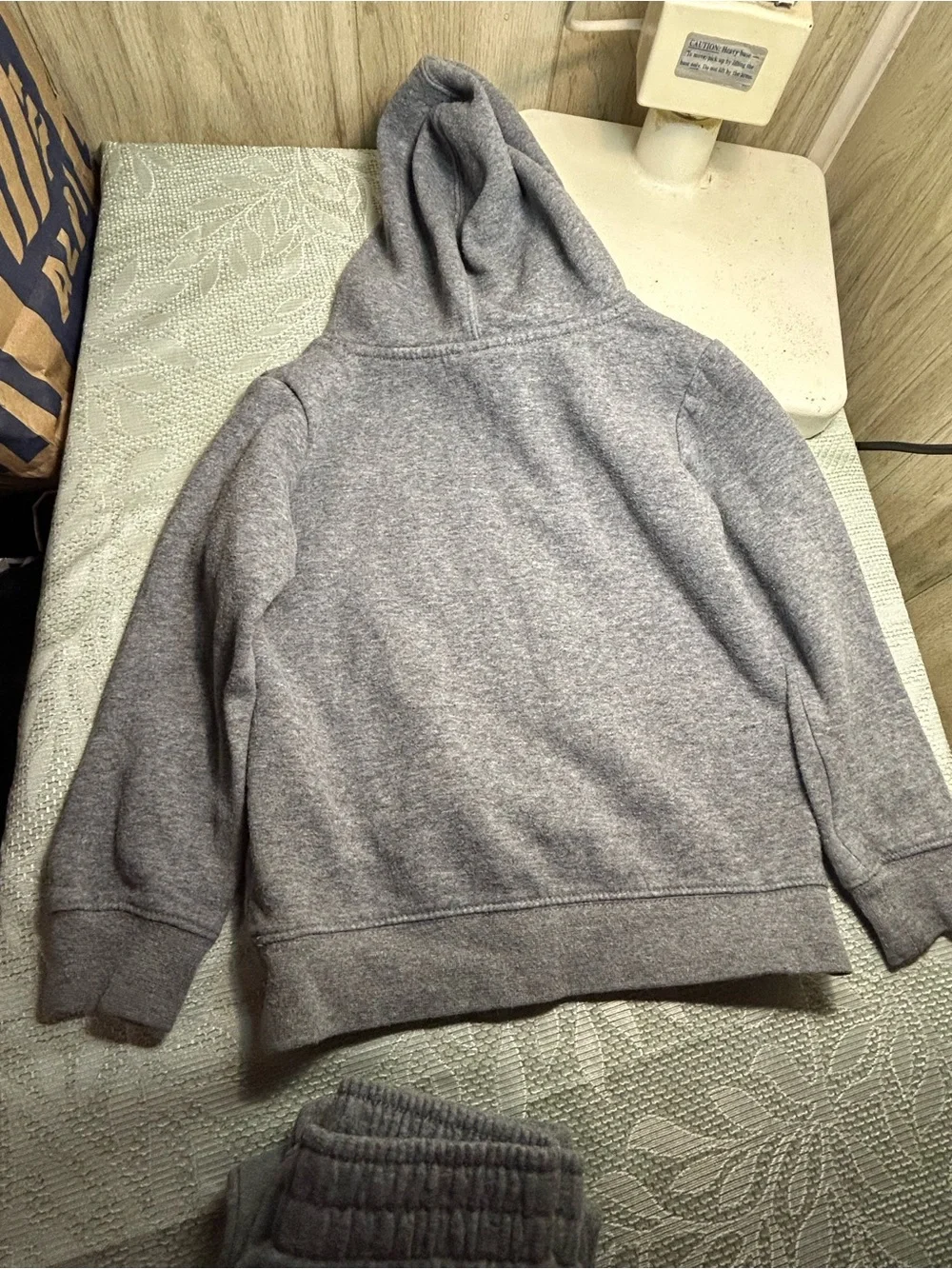 Nike Kids Gray Hoodie and Sweatpants Set with Yellow 'Just Do It' Text - Picture 6 of 7